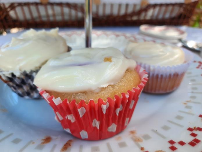 Cupcakes ecológicas de arándanos y crema espesa